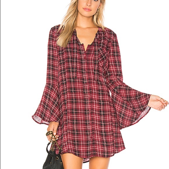 BB Dakota Dresses & Skirts - NWT BB DAKOTA Rexford maroon plaid shirt dress